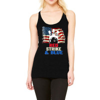 Patriotic Bowling 4th Of July Red Strike & Blue Usa Flag Racerback Tank | Artistshot