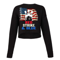 Patriotic Bowling 4th Of July Red Strike & Blue Usa Flag Cropped Sweater | Artistshot