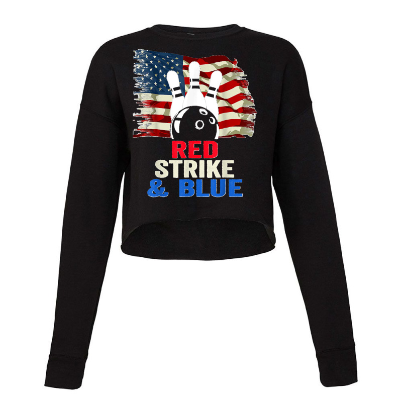 Patriotic Bowling 4th Of July Red Strike & Blue Usa Flag Cropped Sweater by EaglesonBonnie | Artistshot