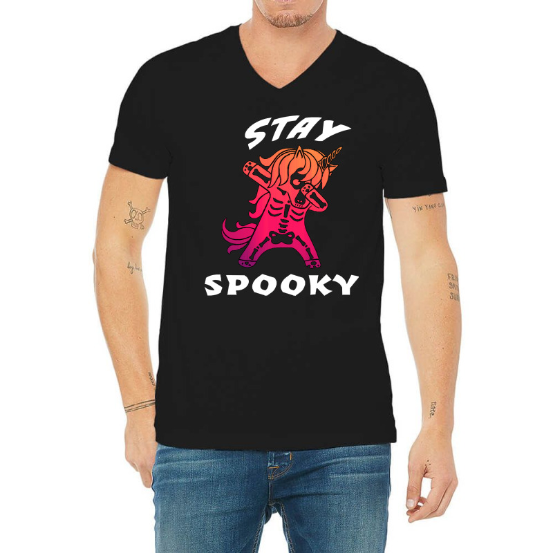 Unicorn T  Shirtstay Spooky Unicorn Skeleton Dabbing T  Shirt V-neck Tee | Artistshot