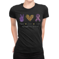 Peace Love Cure Esophageal Cancer Awareness Warrior Leopard Ladies Fitted T-shirt | Artistshot