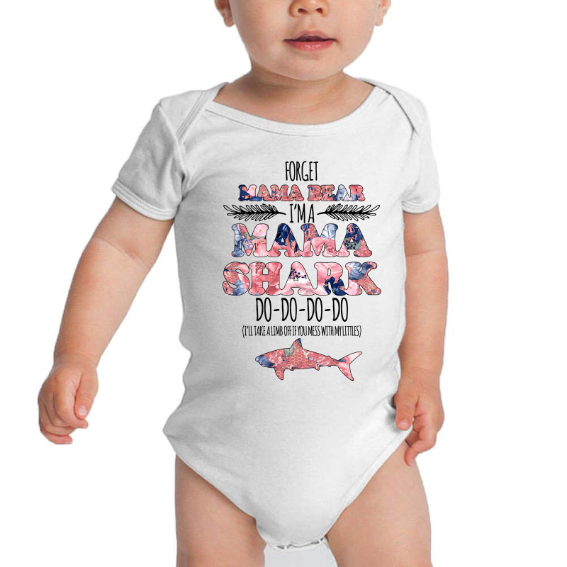 Forget Mama Bear I'm A Mama Shark Floral For Light Baby Bodysuit by autlu2024 | Artistshot