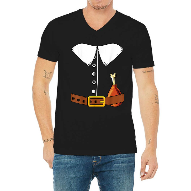 Pilgrim Costume Hat Colonist Thanksgiving Turkey Day Gift T Shirt V-neck Tee | Artistshot