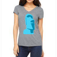 Blue Tiki Moai Easter Island Hawaiian Luau Gift Long Sleeve T Shirt Women's V-neck T-shirt | Artistshot