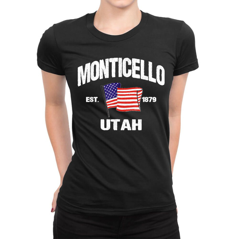 Monticello Utah Ut Usa Stars & Stripes Vintage Style Ladies Fitted T-Shirt by WirtzRichard | Artistshot