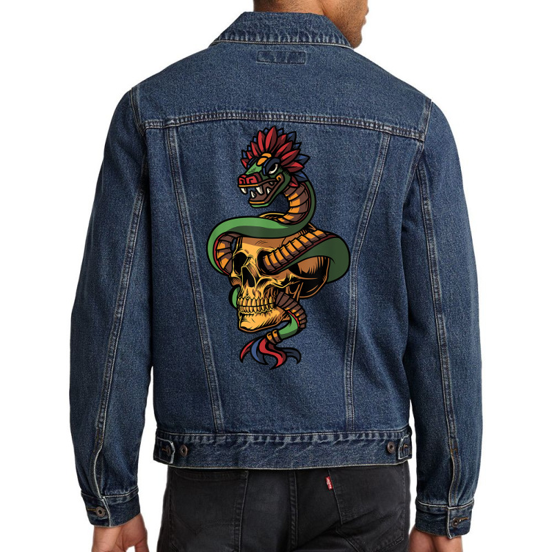 Quetzalcoatl Skull Aztec Feathered Serpent Mayan Inca T Shirt Men Denim Jacket by KaseeDheera | Artistshot