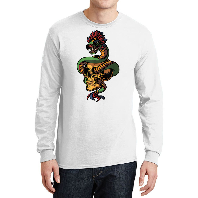 Quetzalcoatl Skull Aztec Feathered Serpent Mayan Inca T Shirt Long Sleeve Shirts by KaseeDheera | Artistshot