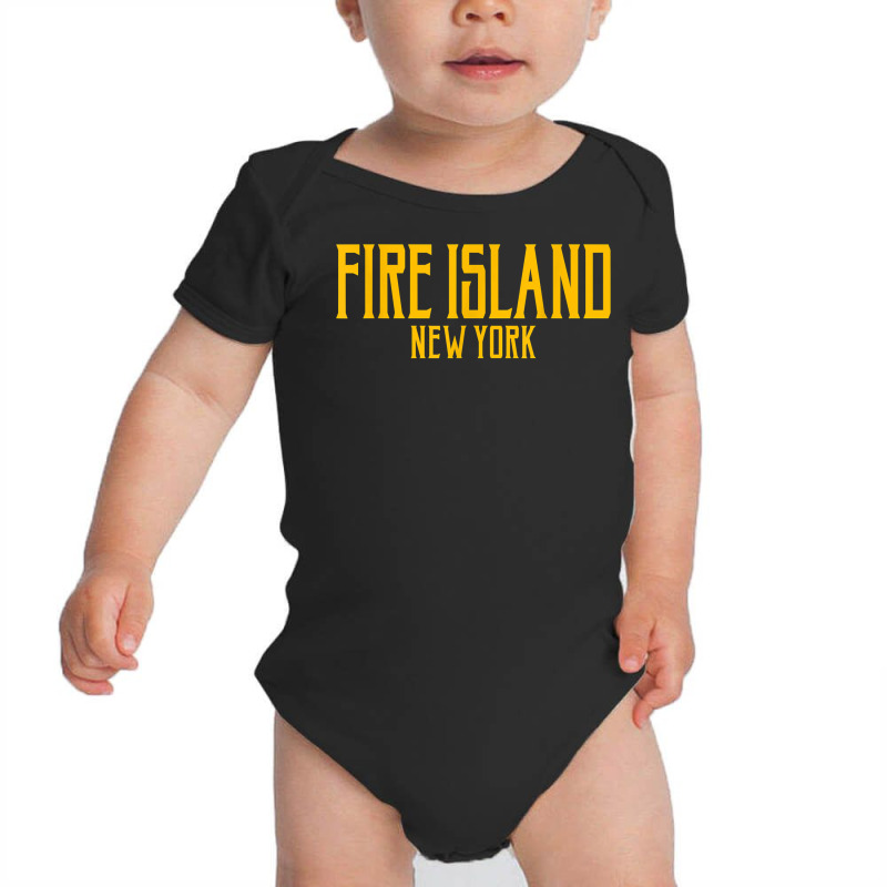 Fire Island New York Vintage Text Amber Print T Shirt Baby Bodysuit by beansidpeelleo | Artistshot