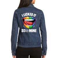 I Licked It So It's Mine Funny Lesbian Gay Pride Lgbt Flag Tank Top Ladies Denim Jacket | Artistshot