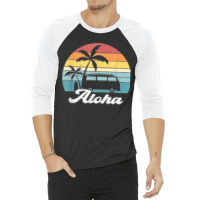 Retro Vintage Aloha Hawaii Hawaiian Island Palm Tree Surf 3/4 Sleeve Shirt | Artistshot