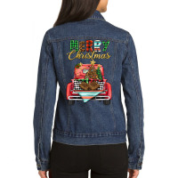 Merry Christmas Truck Ladies Denim Jacket | Artistshot