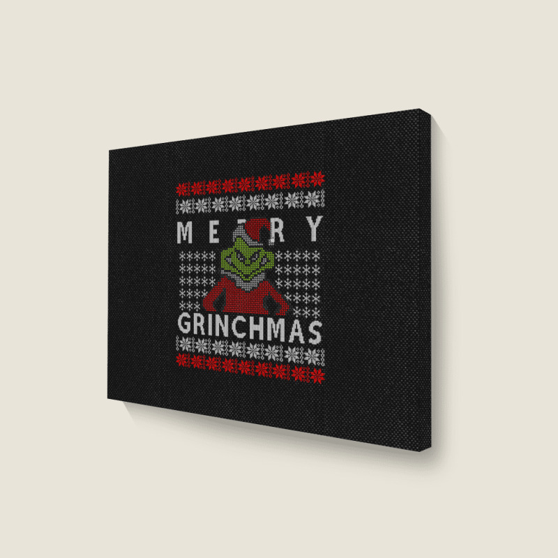 Ugly Christmas Merry Grinchmas Landscape Canvas Print | Artistshot