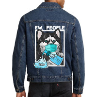 Siberian Husky Dog Wearing Facemask Hand Sanitizer Ew People Men Denim Jacket | Artistshot