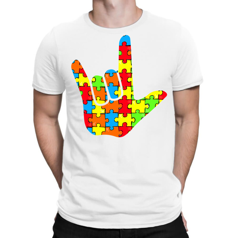 Asl Love Sign Language Autism Gift Awareness Support T Shirt T-Shirt by sieuduong86 | Artistshot