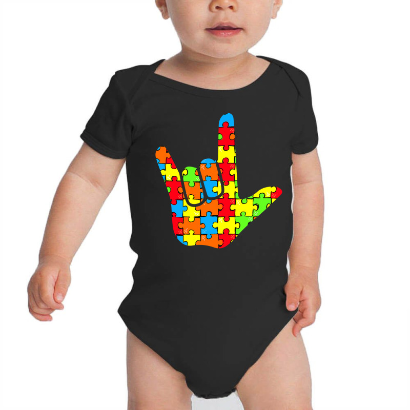 Asl Love Sign Language Autism Gift Awareness Support T Shirt Baby Bodysuit by sieuduong86 | Artistshot