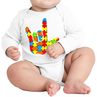 Asl Love Sign Language Autism Gift Awareness Support T Shirt Long Sleeve Baby Bodysuit | Artistshot