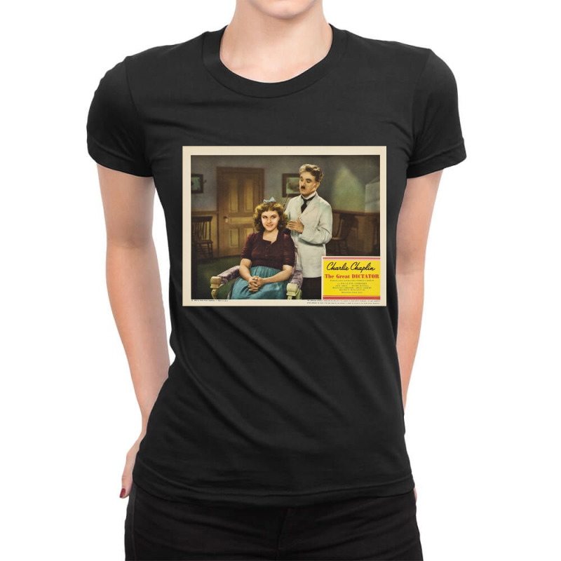 Birthday Chaplin Man Funny Gift Ladies Fitted T-Shirt by ElisaArtists | Artistshot