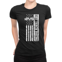 Dirt Track Racing Usa Flag American Motocross Stock Car Race T Shirt Ladies Fitted T-shirt | Artistshot