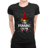 Red Buffalo Plaid Matching The Running Gnome Christmas Ladies Fitted T-shirt | Artistshot