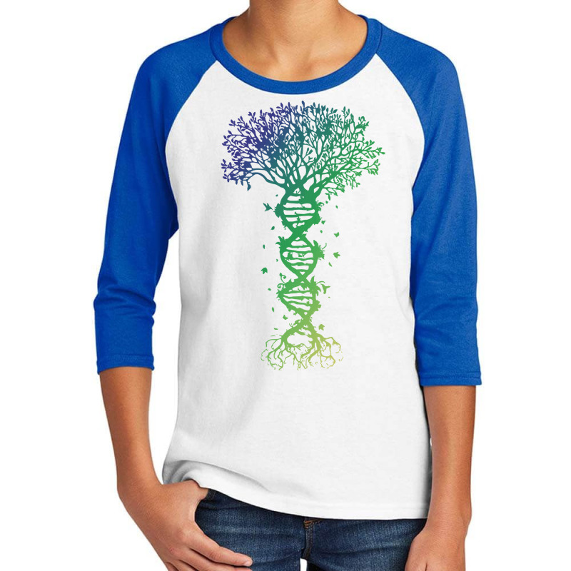 Dna Tree T  Shirt D N A Tree Of Life Genetics Colorful Biology Science Youth 3/4 Sleeve by improbablerecent | Artistshot