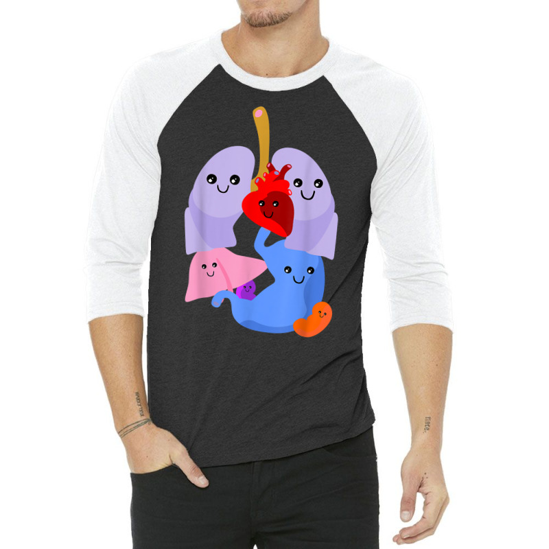 Anatomy Physiology Heart Lungs Vital Organs Illustration T Shirt 3/4 Sleeve Shirt by caulkyuladdenrxi | Artistshot