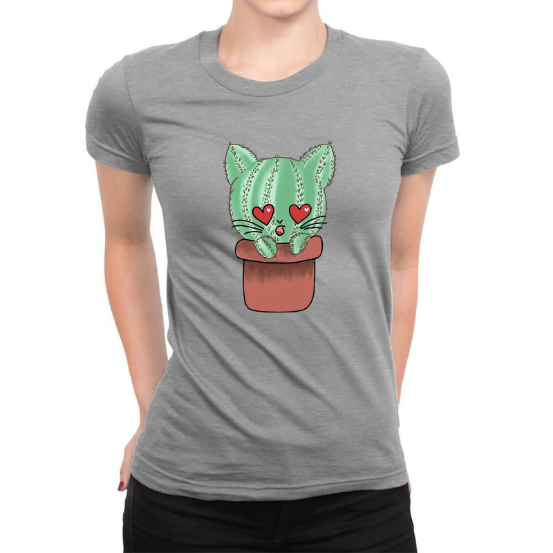 In Love Prick Cat Cactus Ladies Fitted T-Shirt by yellooks | Artistshot