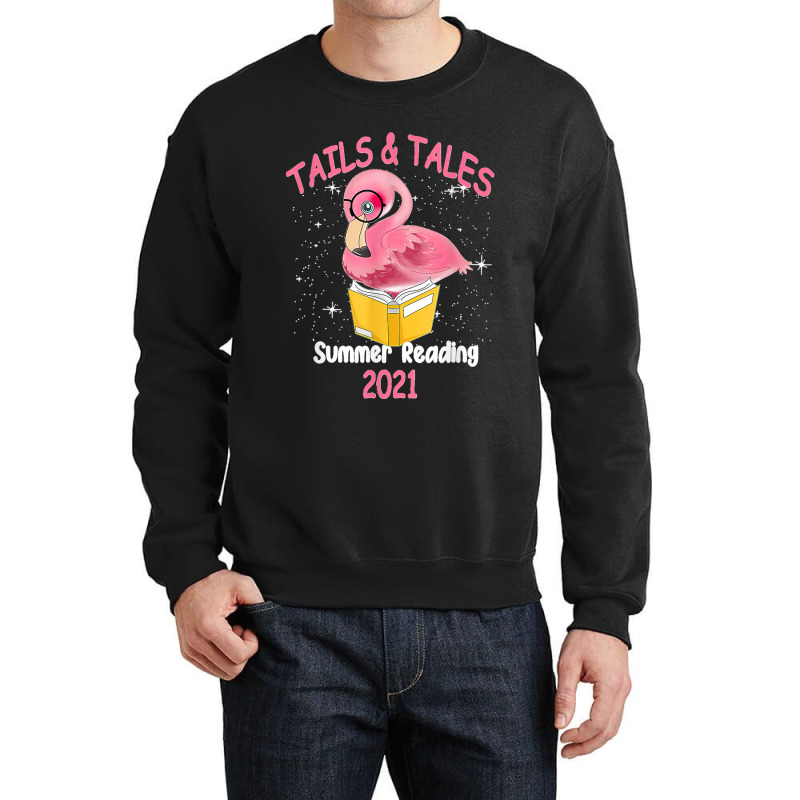 Tails And Tales Summer Reading 2021 Flamingo Book Lovers Crewneck Sweatshirt | Artistshot