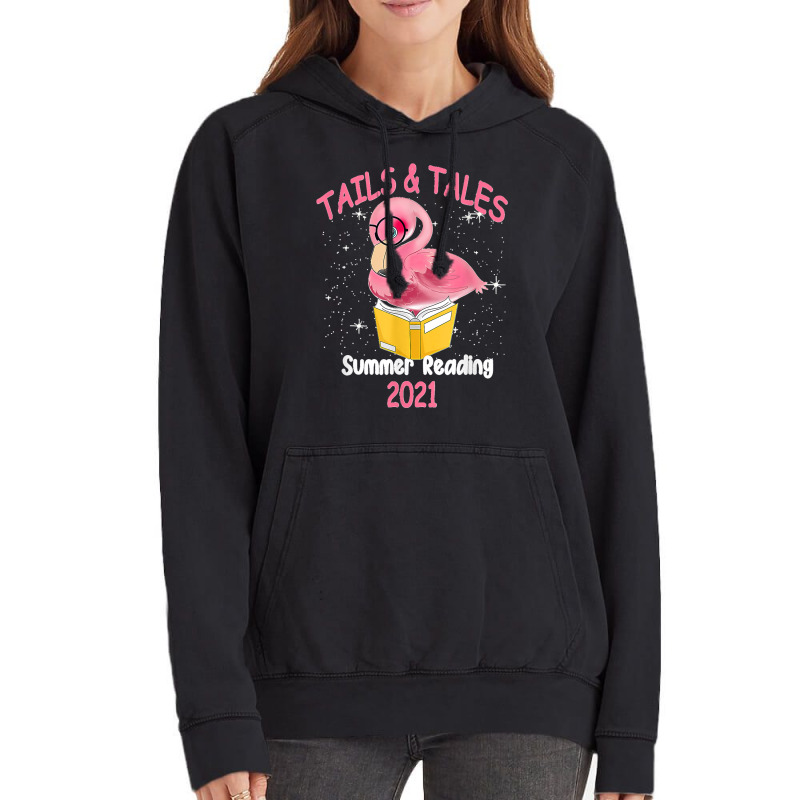 Tails And Tales Summer Reading 2021 Flamingo Book Lovers Vintage Hoodie | Artistshot