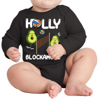 Holy Blockamole T  Shirt Funny Avocado Volleyball Holy Blockamole Guac Long Sleeve Baby Bodysuit | Artistshot