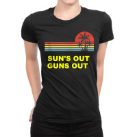 Sun's Out Guns Out Bodybuilding Summer Meme Weightlifting Tank Top Ladies Fitted T-shirt | Artistshot