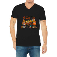 Western Gnomes Pumpkin I Think I Love Fall Most Of All V-neck Tee | Artistshot