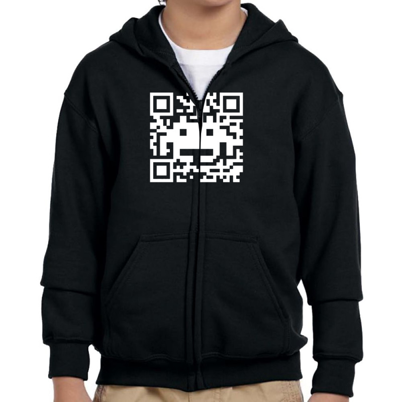 Space Alien Qr Code Youth Zipper Hoodie | Artistshot