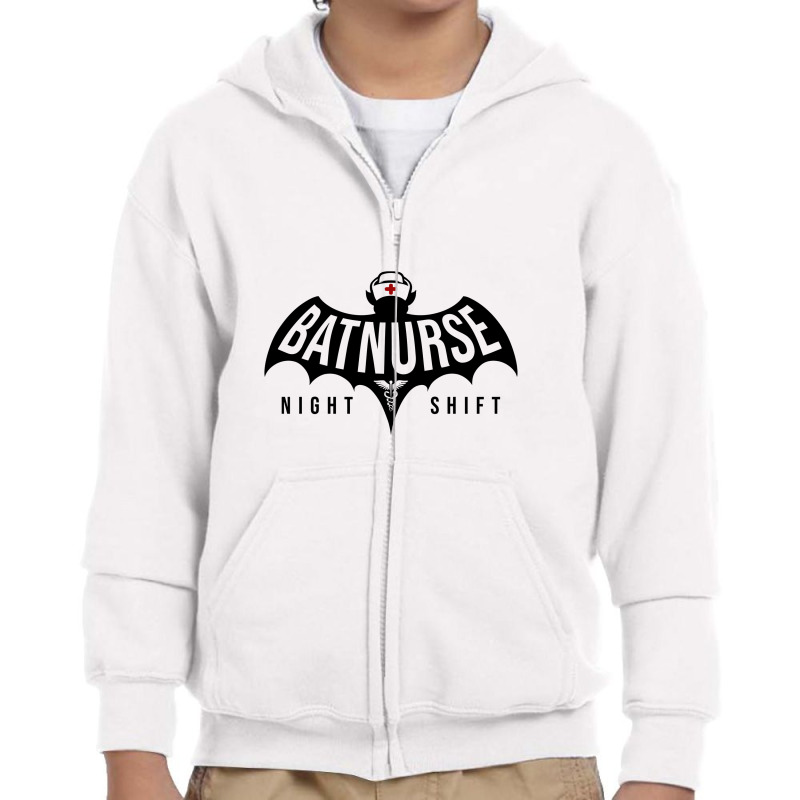 Bat Nurse Night Shift Youth Zipper Hoodie | Artistshot