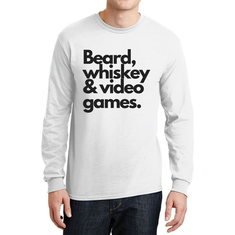 Beard, Whiskey   Video Games  Manly Whiskey Drinker Long Sleeve Shirts | Artistshot