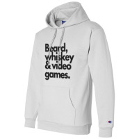 Beard, Whiskey   Video Games  Manly Whiskey Drinker Champion Hoodie | Artistshot