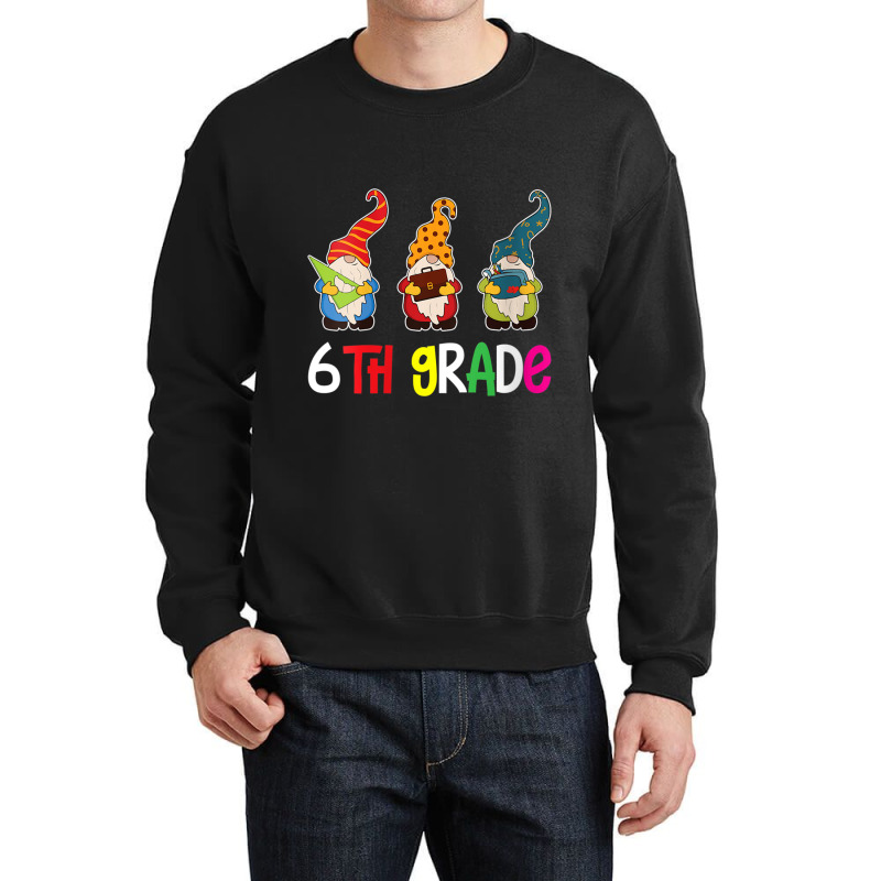 Womens First Day Teacher Back To School Gnomes 6th Grade Crew Crewneck Sweatshirt | Artistshot