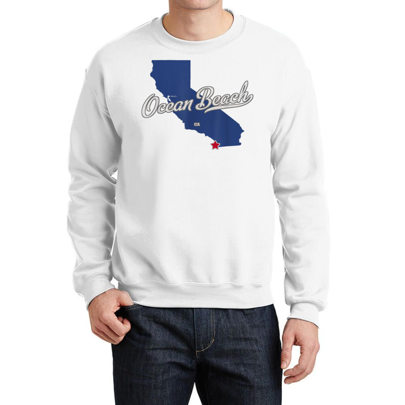 Ocean Beach California San Diego Ca Map T Shirt Crewneck Sweatshirt | Artistshot