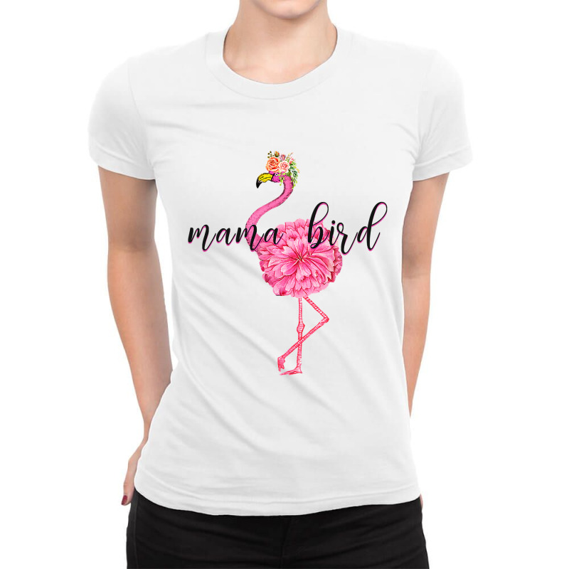 Flower Pink Mama Bird Momma Flamingo Summer Sea 2019 Floral Ladies Fitted T-Shirt by LoriMccarty89 | Artistshot