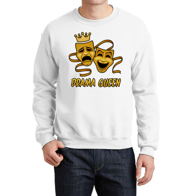 Drama Queen Comedy And Tragedy Gold Theater Masks Crewneck Sweatshirt by fizzgig | Artistshot