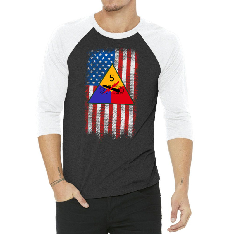 5th Armored Division 5th Ad American Flag Long Sleeve T Shirt 3/4 Sleeve Shirt | Artistshot