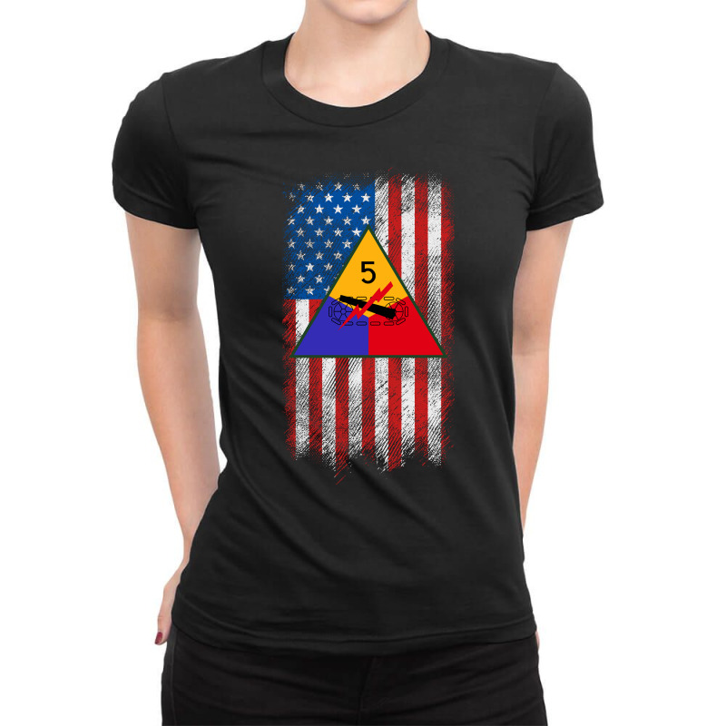 5th Armored Division 5th Ad American Flag Long Sleeve T Shirt Ladies Fitted T-shirt | Artistshot