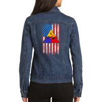 5th Armored Division 5th Ad American Flag Long Sleeve T Shirt Ladies Denim Jacket | Artistshot