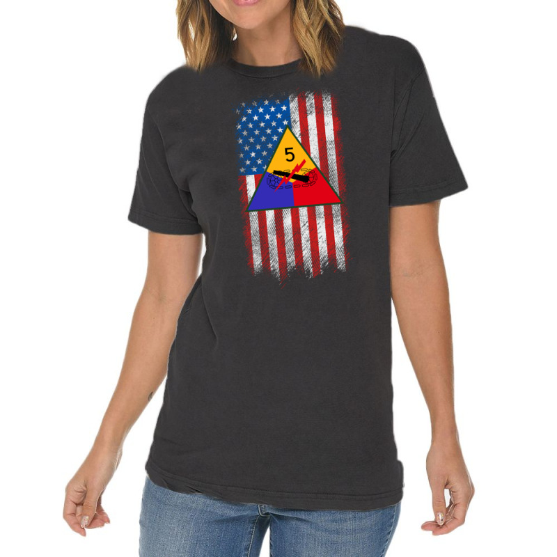 5th Armored Division 5th Ad American Flag Long Sleeve T Shirt Vintage T-shirt | Artistshot