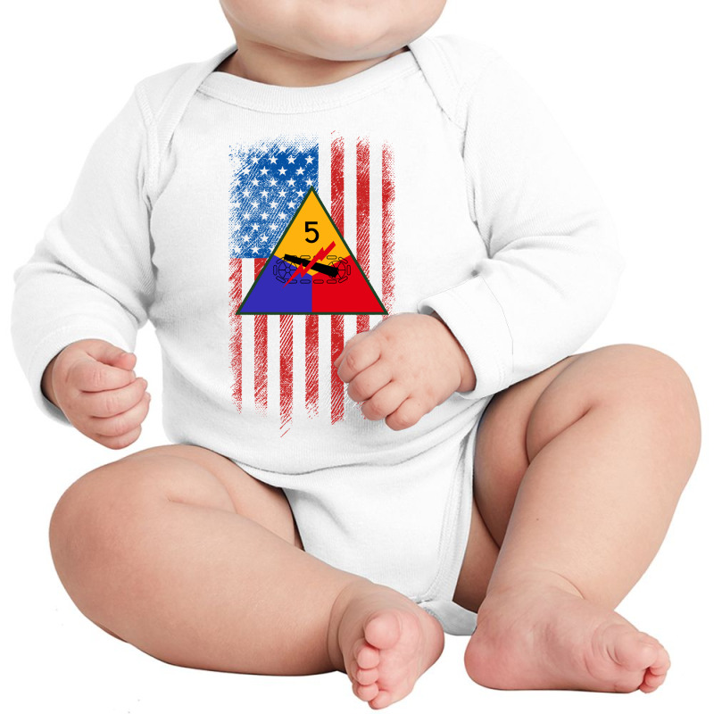 5th Armored Division 5th Ad American Flag Long Sleeve T Shirt Long Sleeve Baby Bodysuit | Artistshot