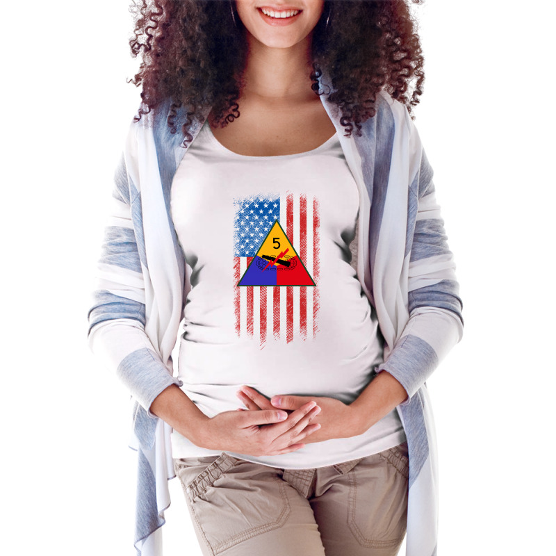 5th Armored Division 5th Ad American Flag Long Sleeve T Shirt Maternity Scoop Neck T-shirt | Artistshot