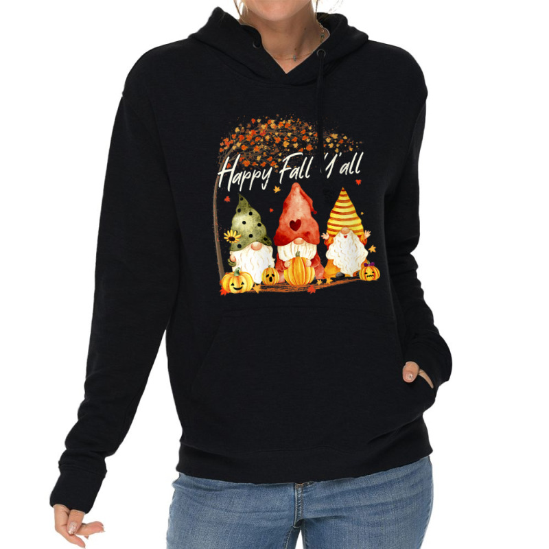 Womens Happy Fall Y'all Garden Gnome Hello Autumn Fall Season Gift Lightweight Hoodie | Artistshot