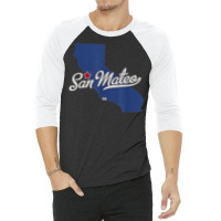 San Mateo California Ca Map T Shirt 3/4 Sleeve Shirt | Artistshot