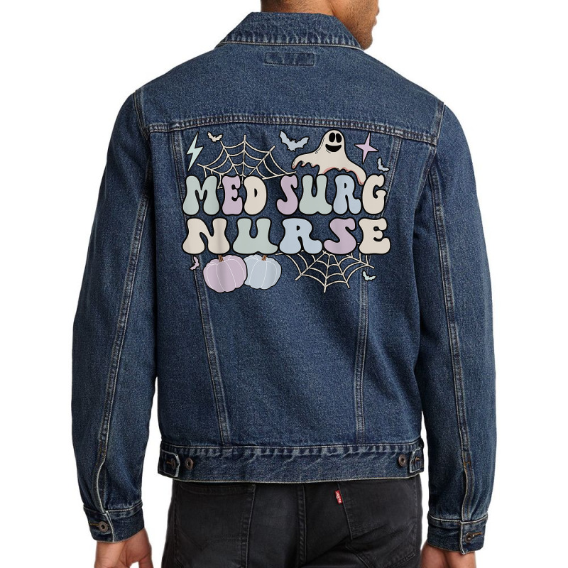 Spooky Med Surg Nurse Halloween Medical Surgical Nursing T Shirt Men Denim Jacket | Artistshot