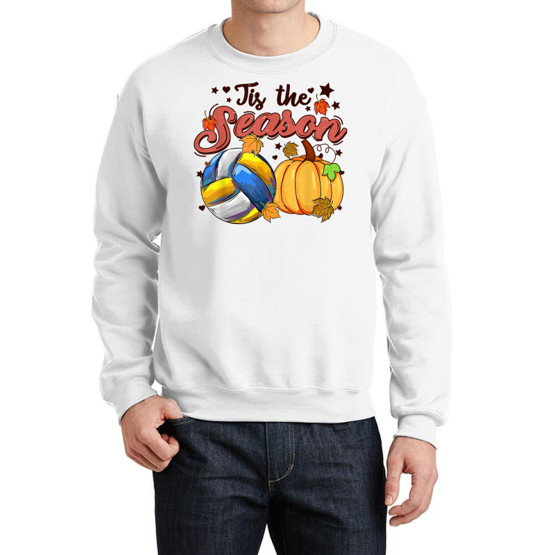 Tis The Season Volleyball Season Fall Vibes Autumn Retro T Shirt Crewneck Sweatshirt | Artistshot