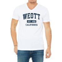 Weott California Ca Vintage Athletic Sports Design T Shirt V-neck Tee | Artistshot